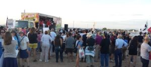 Approximately 400 people gather for the vigil outside the immigration detention center in Eloy, Friday, Oct. 7, photo by Deborah Mayaan