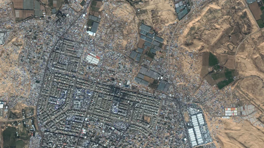 An aerial view of the "unprecedented" density in Rafah from February 3, 2024. Credit: CNN.