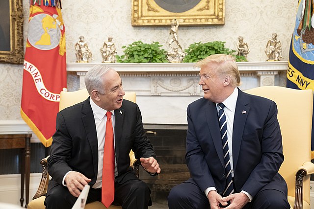 <a href="https://commons.wikimedia.org/wiki/File:President_Trump_Meets_with_Israeli_Prime_Minister_Benjamin_Netanyahu_(49452466861).jpg">President Trump Meets with Israeli Prime Minister Benjamin Netanyahu</a>, public domain.