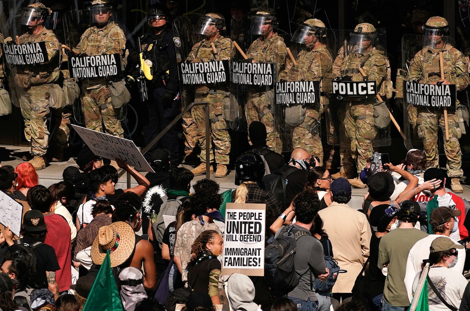 la-protest-31-rt-gmh-250609_1749517071418_hpMain Members of the California National Guard stand guard in front of the Edward R. Roybal Federal Building in Los Angeles, June 9, 2025.
Daniel Cole/Reuters
