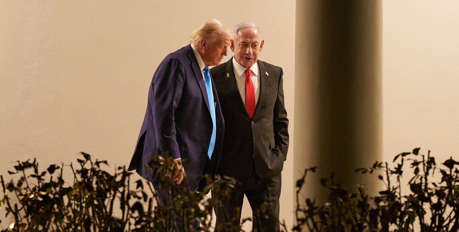 <a href="https://commons.wikimedia.org/wiki/File:Donald_Trump_and_Benjamin_Netanyahu_at_White_House_2025_(2).jpg">Donald Trump and Benjamin Netanyahu at White House 2025</a> by Dan Scavino, public domain.